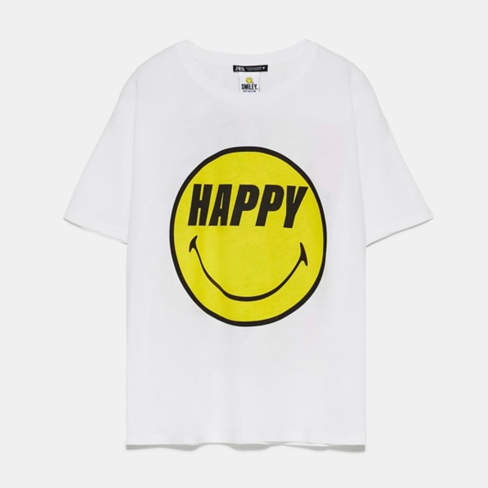 Zara HAPPY Smiley face T-shirt 2020 Harry styles